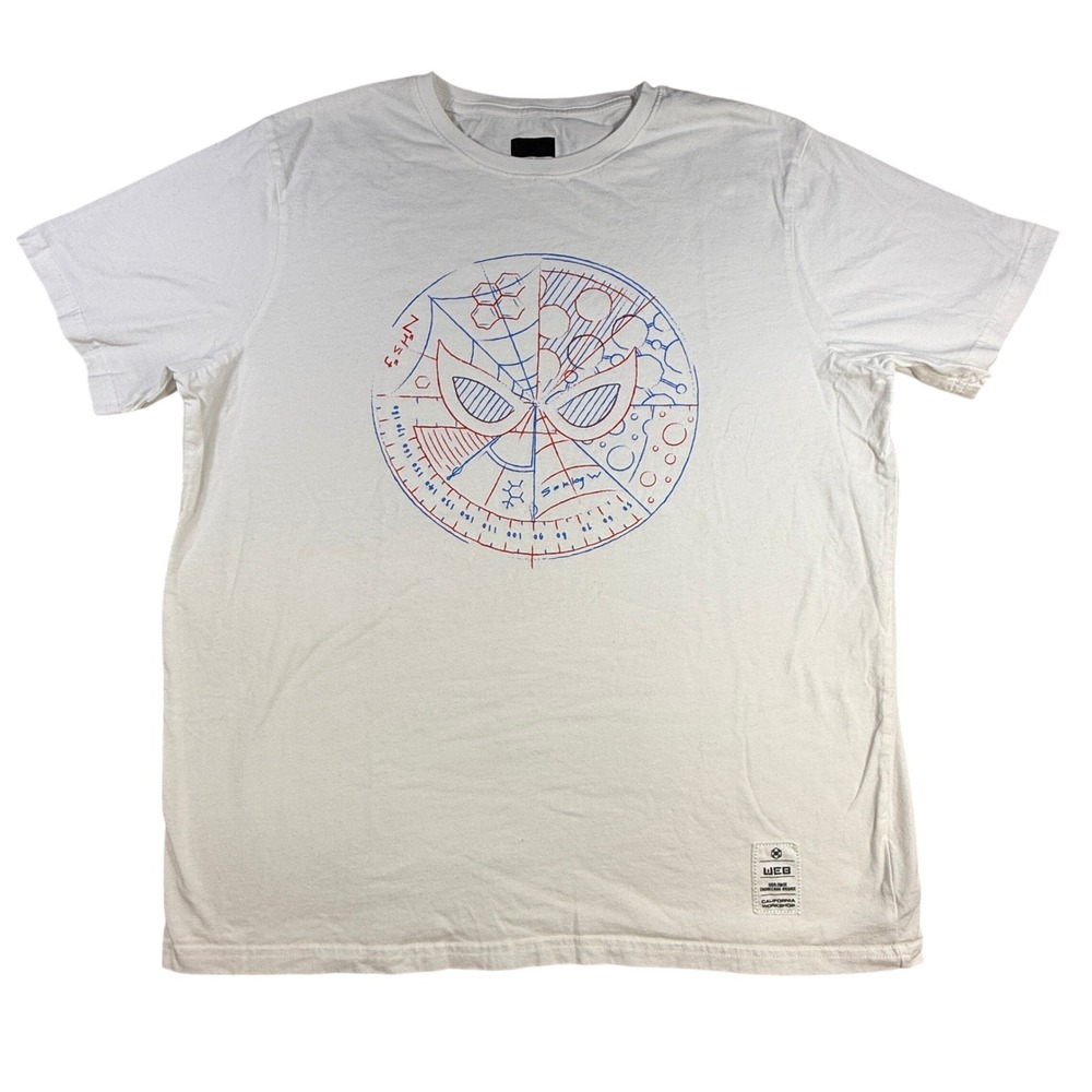 Marvel Mens T-Shirt WEB Spider-Man Graphic Large White Cotton Disney Parks